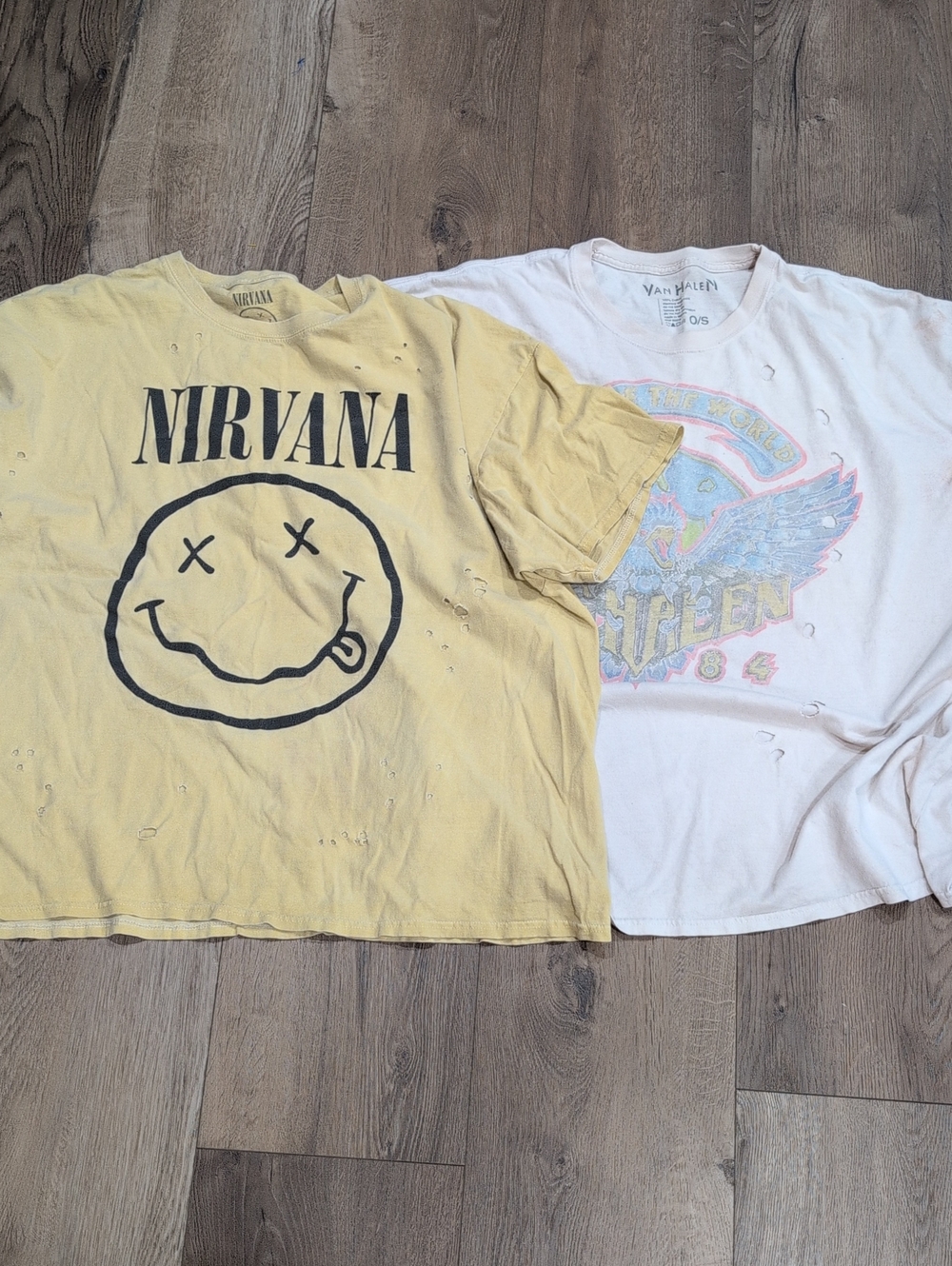 NIRVANA And Van Halen 1984 Distressed Tees